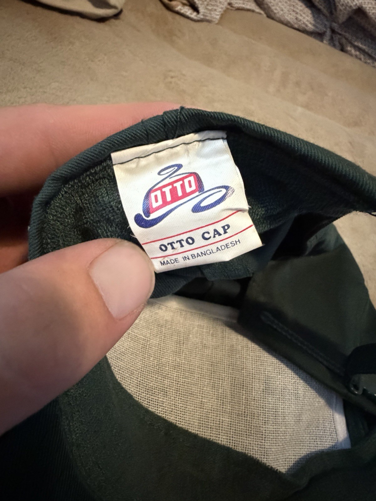 Otto Unisex Green Solid Adjustable Baseball Cap Hat “energy WASTE” Logo