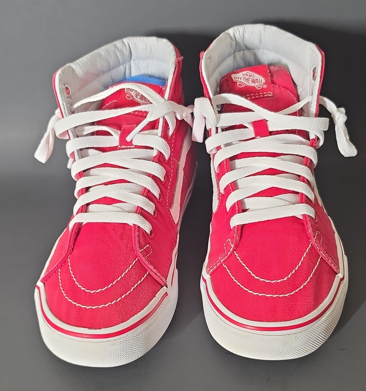VANS Sk8-Hi Men’s Athletic Sneakers Red White Lace Up High Top Canvas Rubber