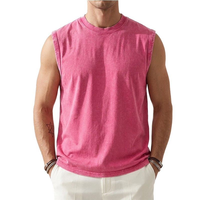 Men’s Washed Cotton Sleeveless Tank Top Loose Fit Summer Vest ✅ Buy 2 Save More