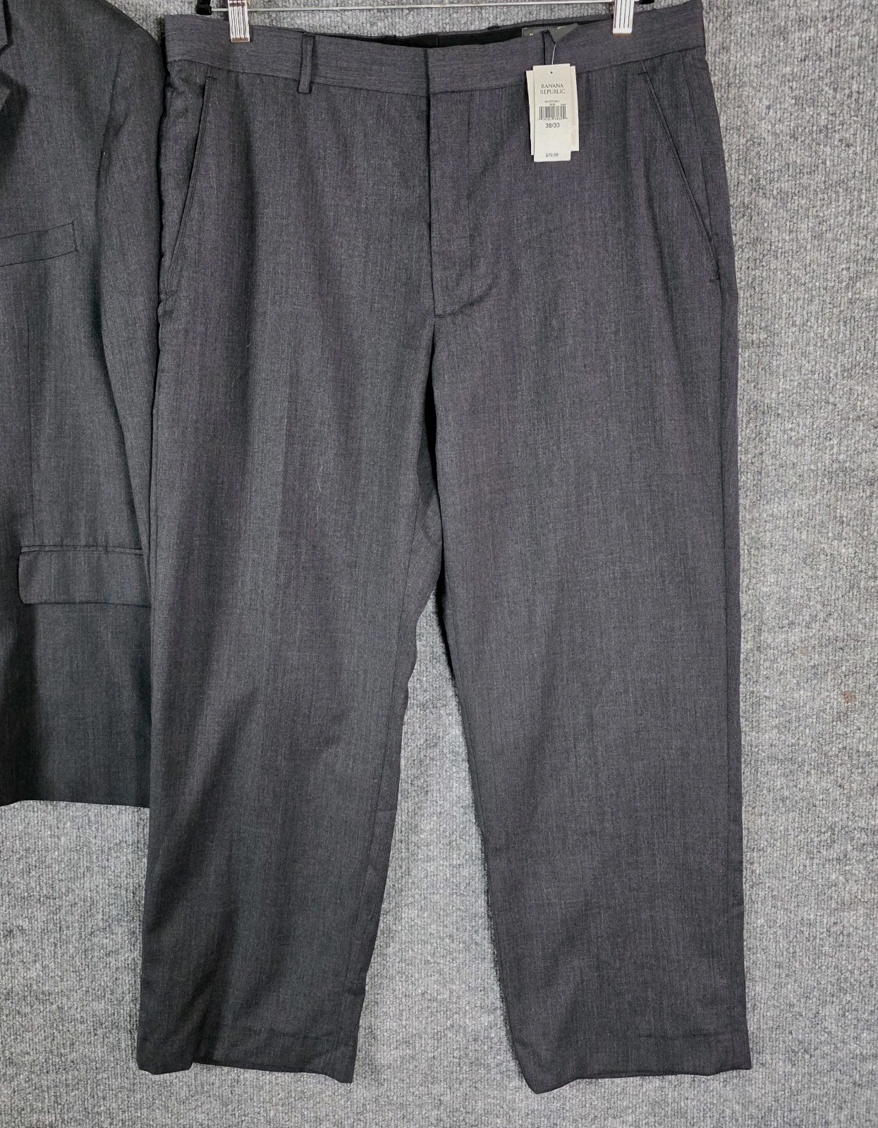 NEW Banana Republic Suit Men’s 46R 38×30 Charcoal Gray 100% Wool Modern Fit Set