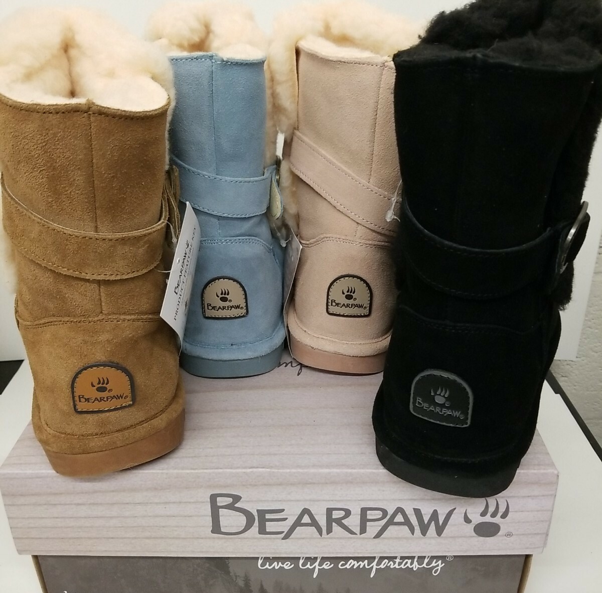 BEARPAW boots Millie Suede lamb wool CHOOSE FROM MENU Buckled “NeverWet” NEW