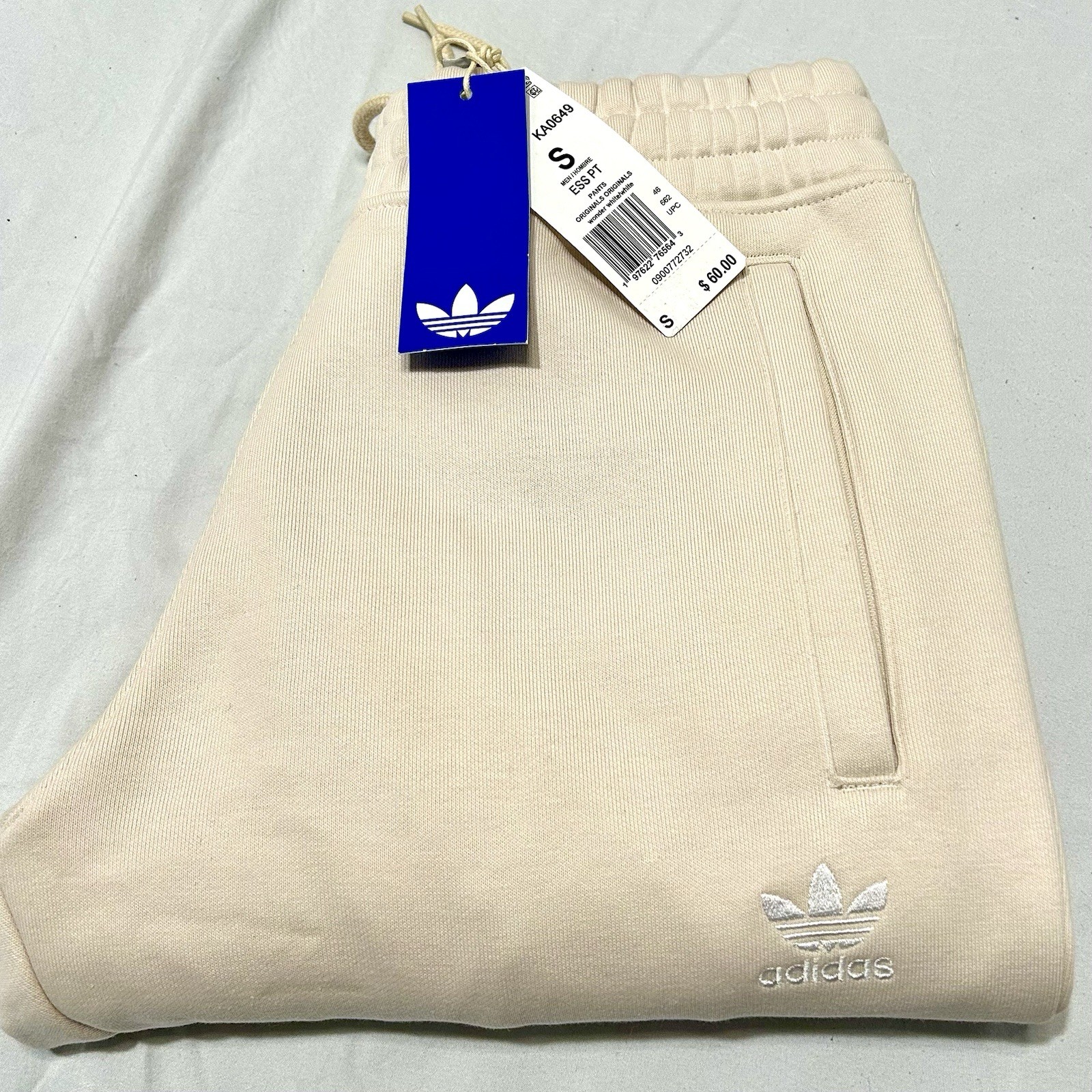 Adidas Sweat Pants Wonder White/White Men’s Small – New w/ Tags KA0649
