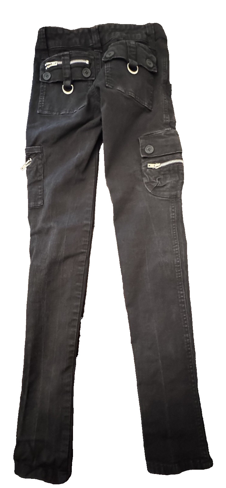 Tripp NYC Black Cargo Pants Size 0 Multi Zipper Y2K Goth Punk Sz 0 China