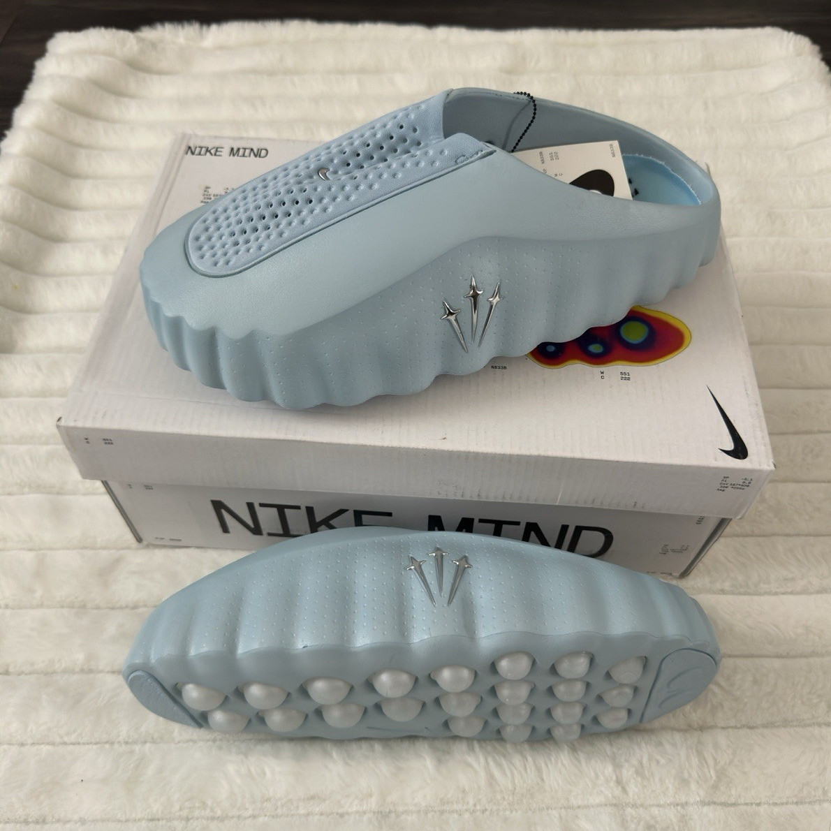 Nike Mind 001 Men’s Blue Slide Sandals Rubber Upper Cushioned Comfort US 10