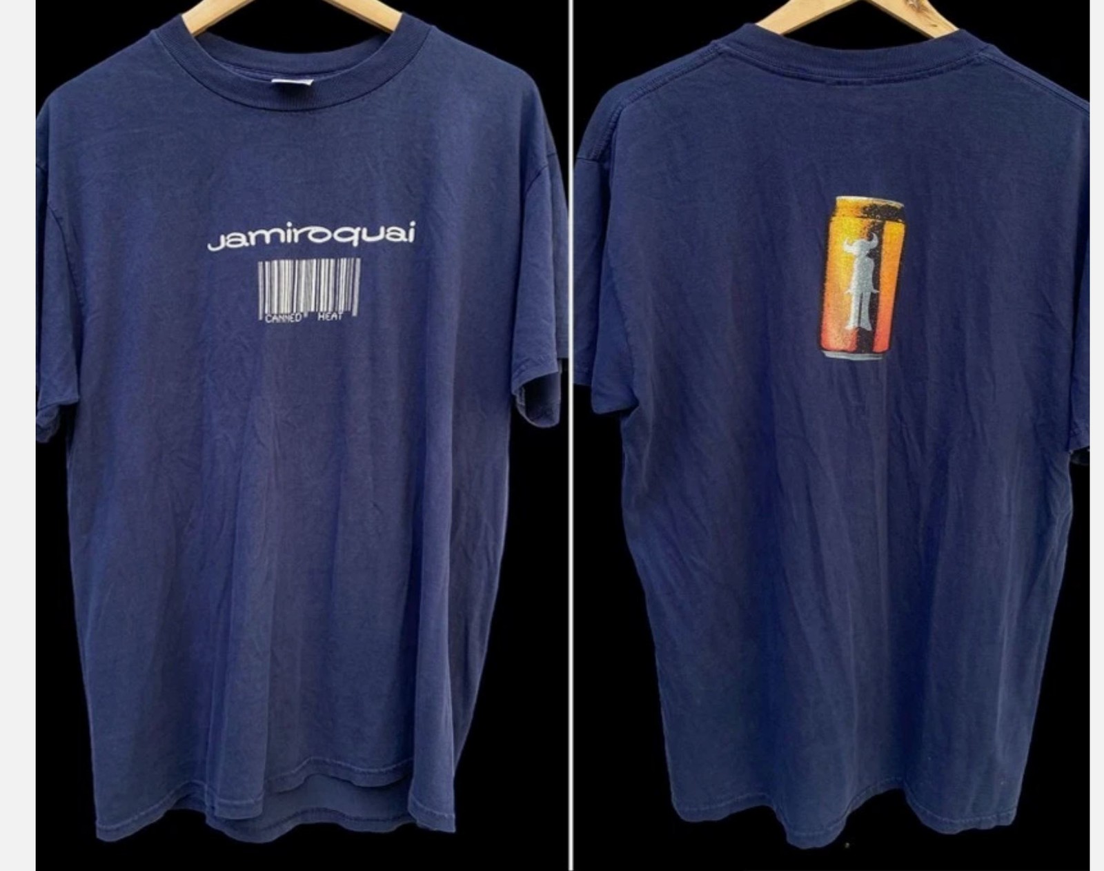 90s Jamiroquai Canned Heat 2 side Navy Unisex Graphic T shirt
