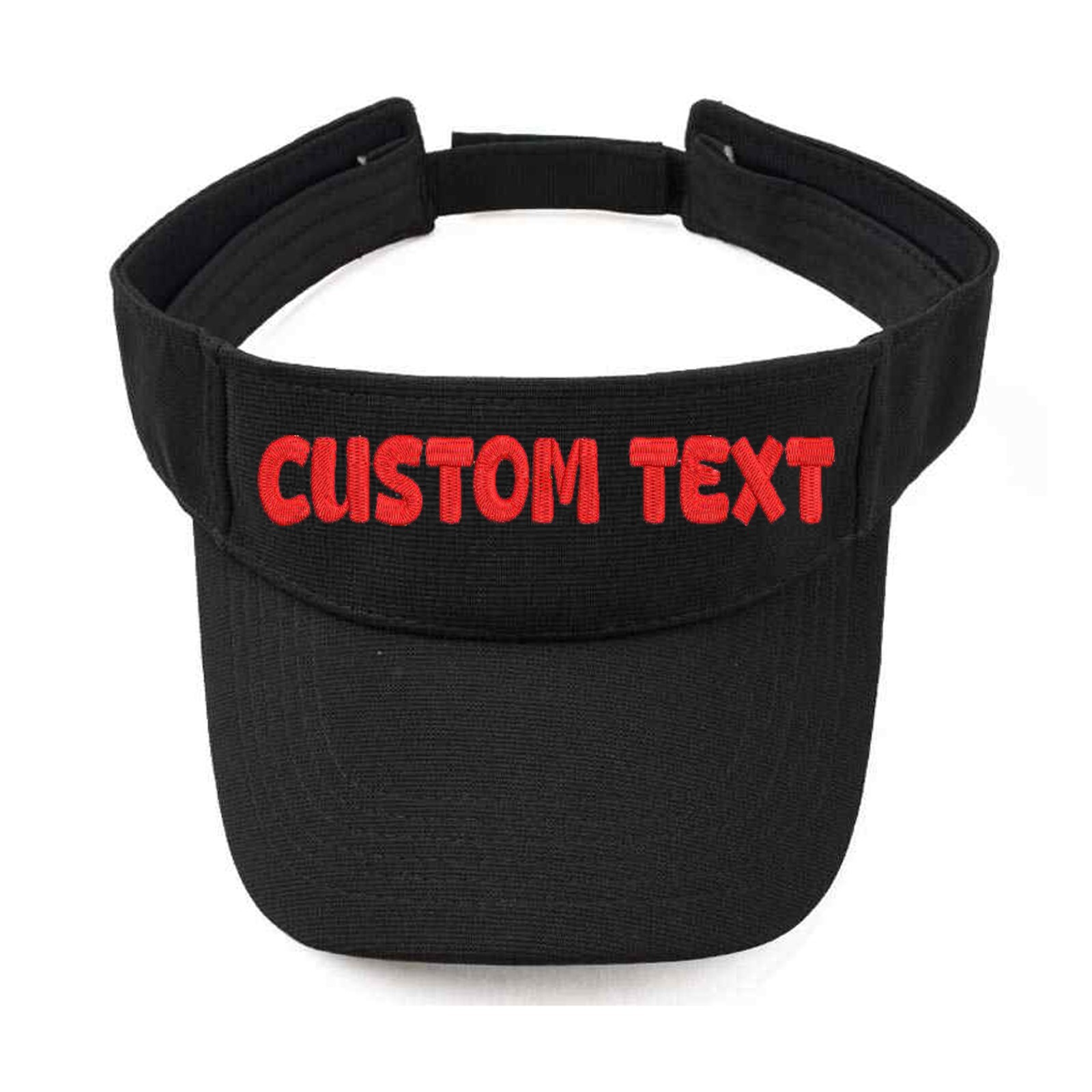 Custom embroidered sun visor cap, personalized embroidered visor hat (black)
