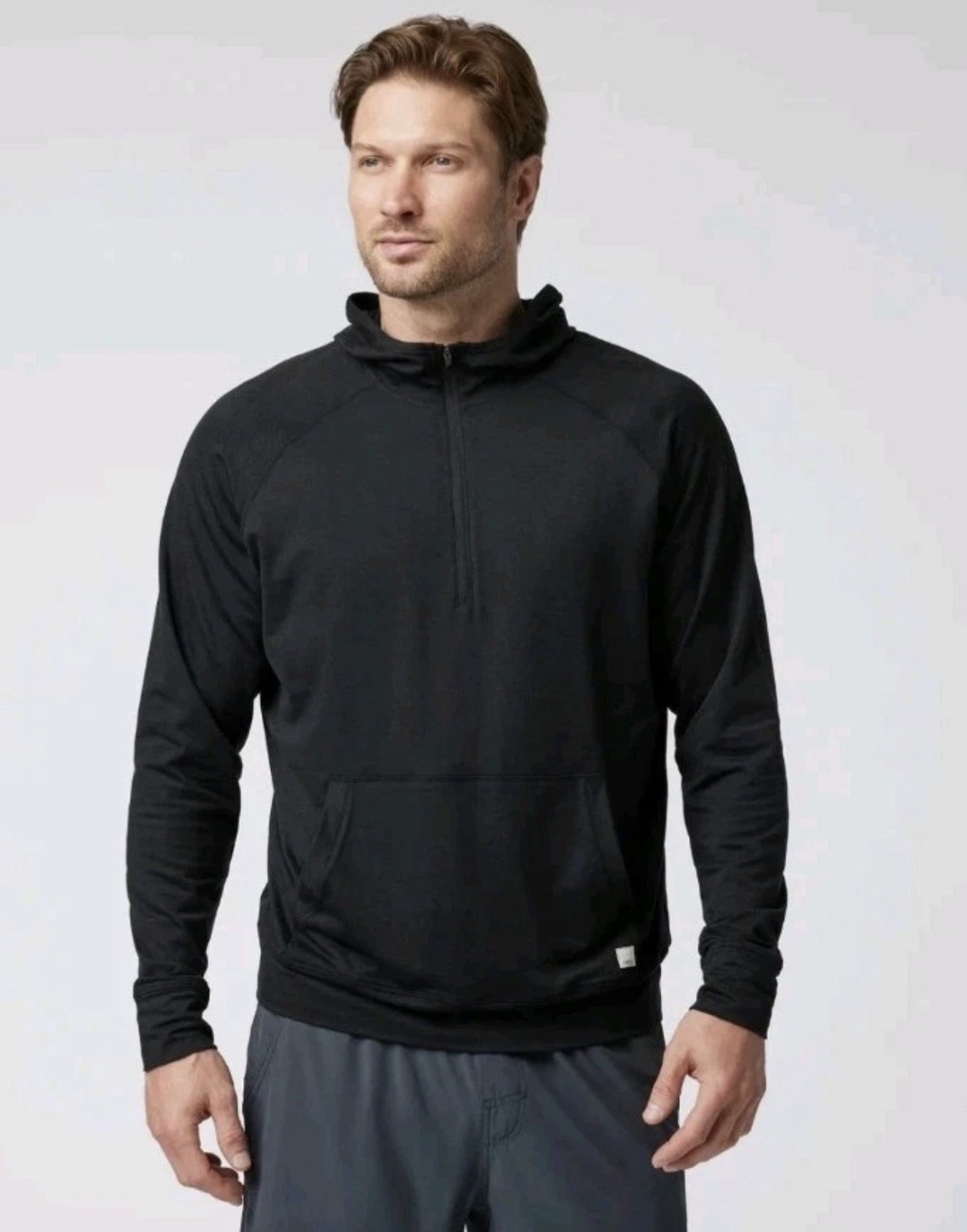 Vuori Mens Ponto Performance Half Zip Soft Casual Hoodie In Heathered Gray M