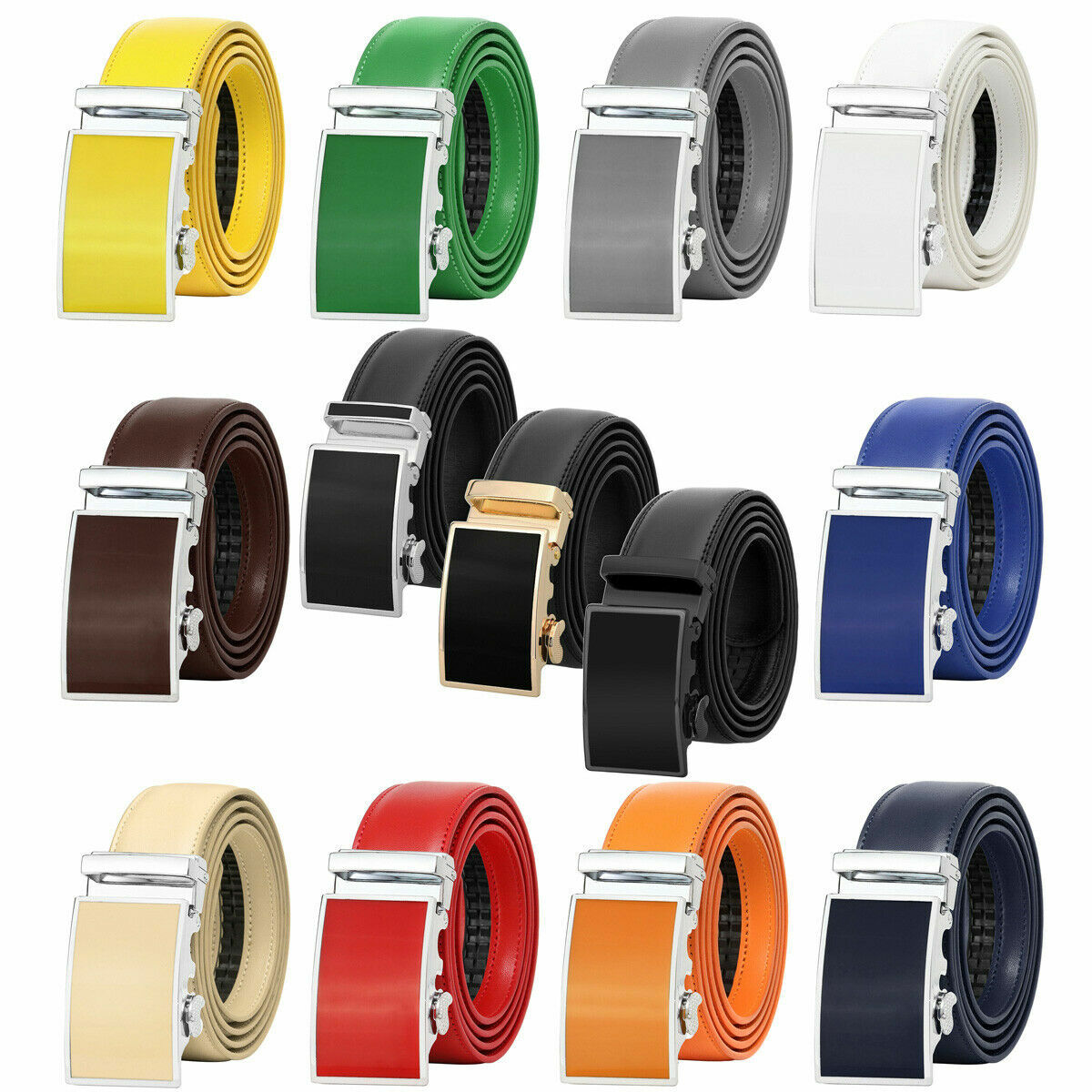 Falari® Men’s Genuine Leather Dress Ratchet Belt 35mm Adjustable Size