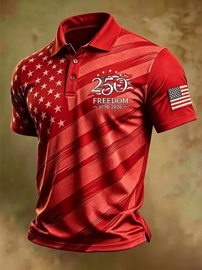 American Flag Patriotic Polo Shirt 250th Anniversary Polo Shirt 1776-2026 #5