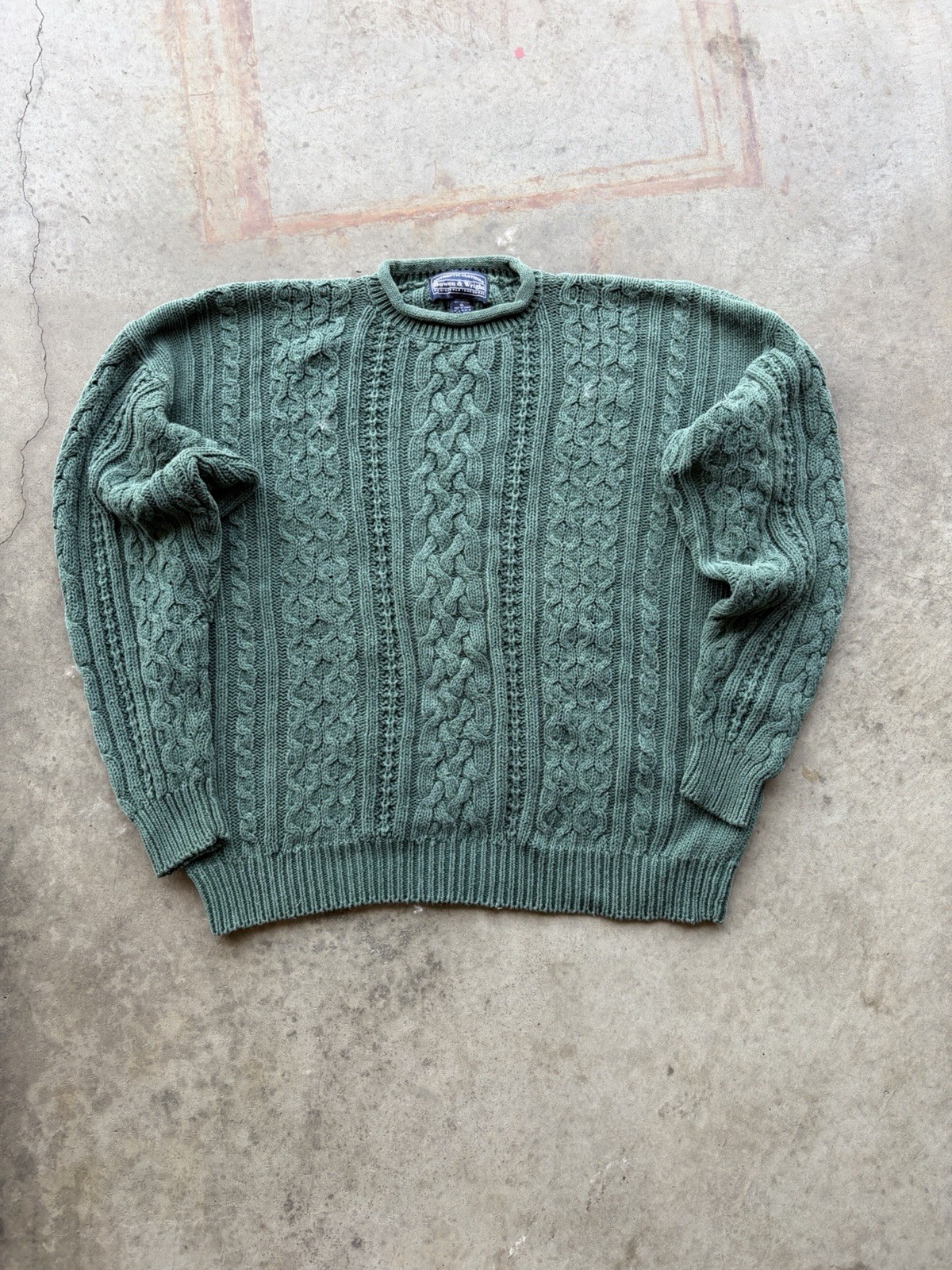 Bowen & Wright Green Cable Knit Pullover Sweater Men’s XL