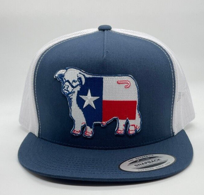 LAZY J RANCH WEAR Navy & White 4″ TEXAS FLAG BULL