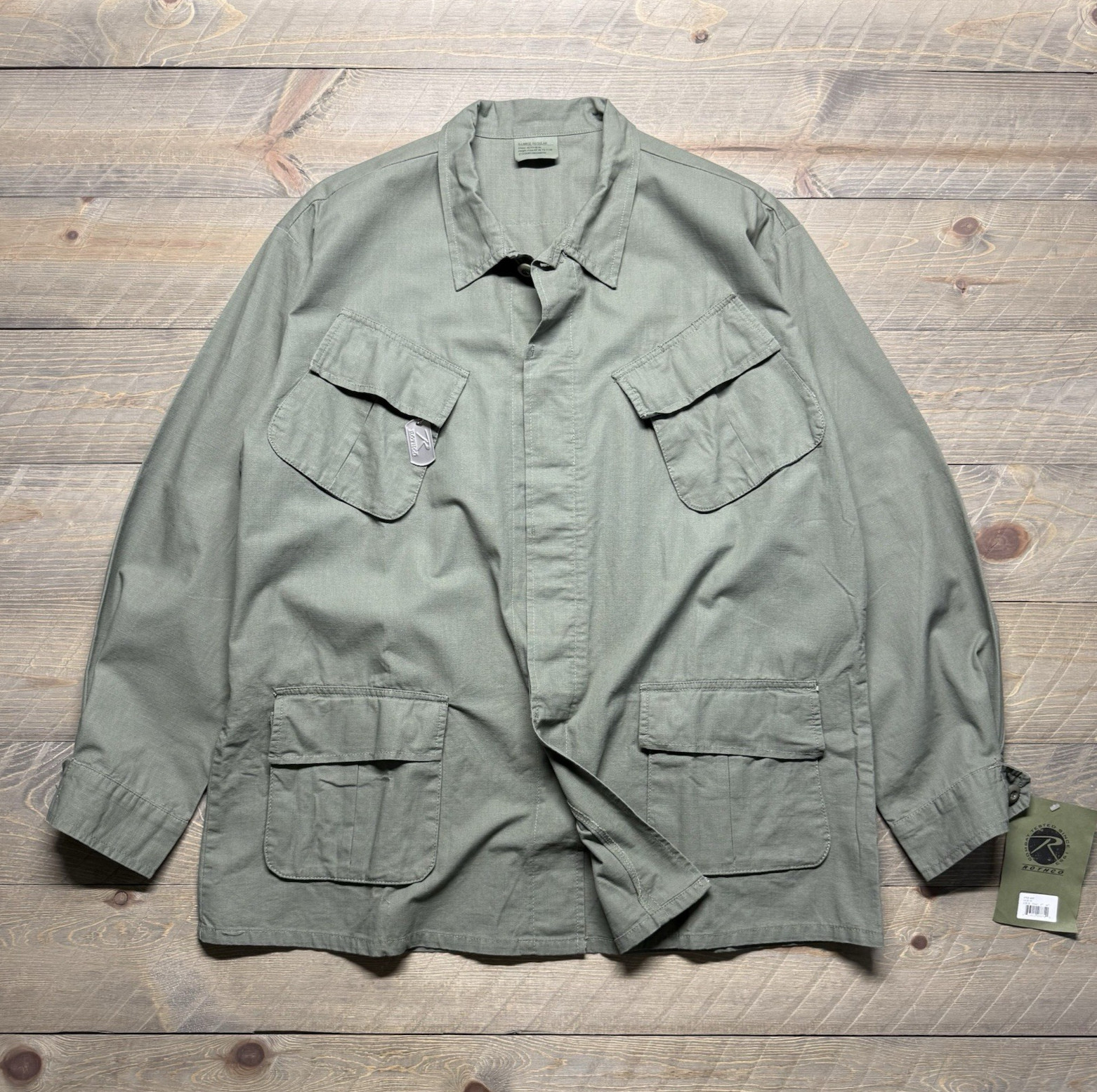 NWT Rothco Vietnam Fatigue Ripstop BDU Shirt Mens XL Olive Drab Slant Pockets