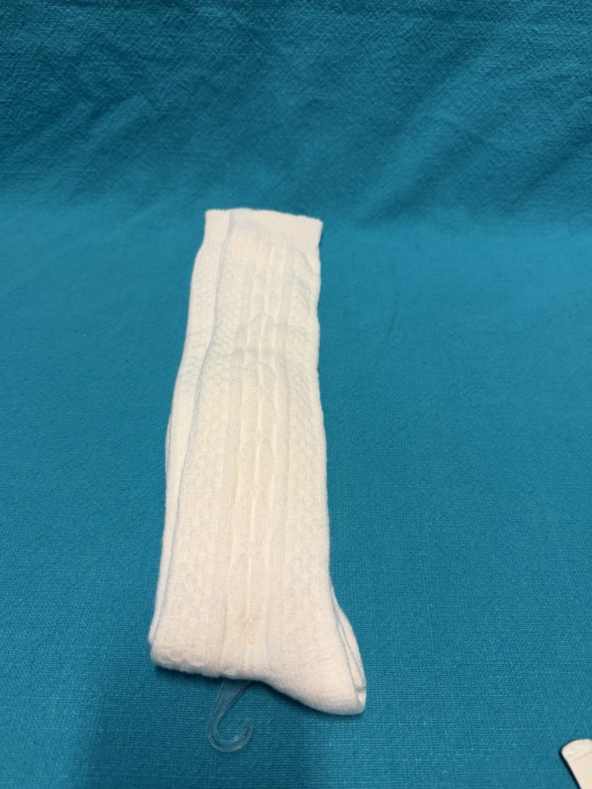 VTG Socks Hosiery 90s Cable Knit White NOS 9-11 24″ USA Stocking School Girls