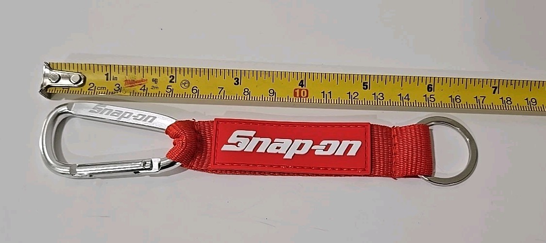 2Pc Snap On Tools Promo Keychain Carabiner W/Key Tag Red W/Ring White LOGO !!!!!
