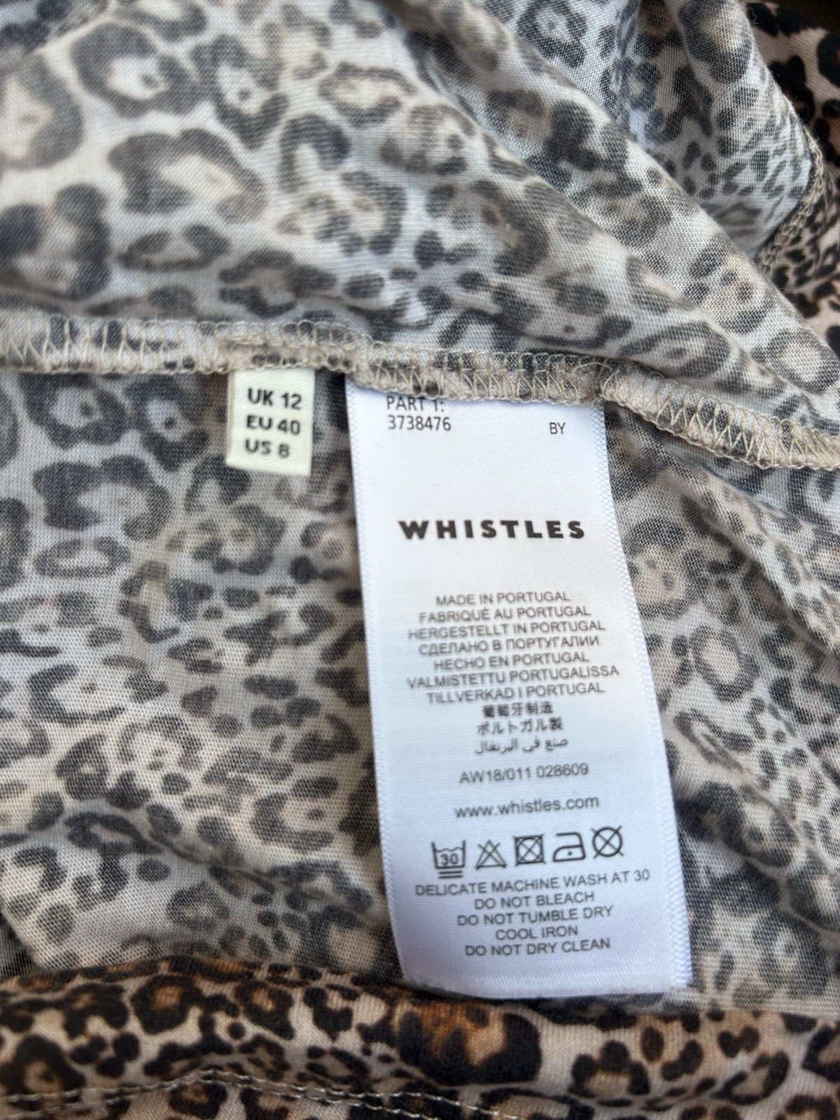 Whistles Leopard Print Top High Neck Mock Turtle Long Sleeved Brown Black 12 M