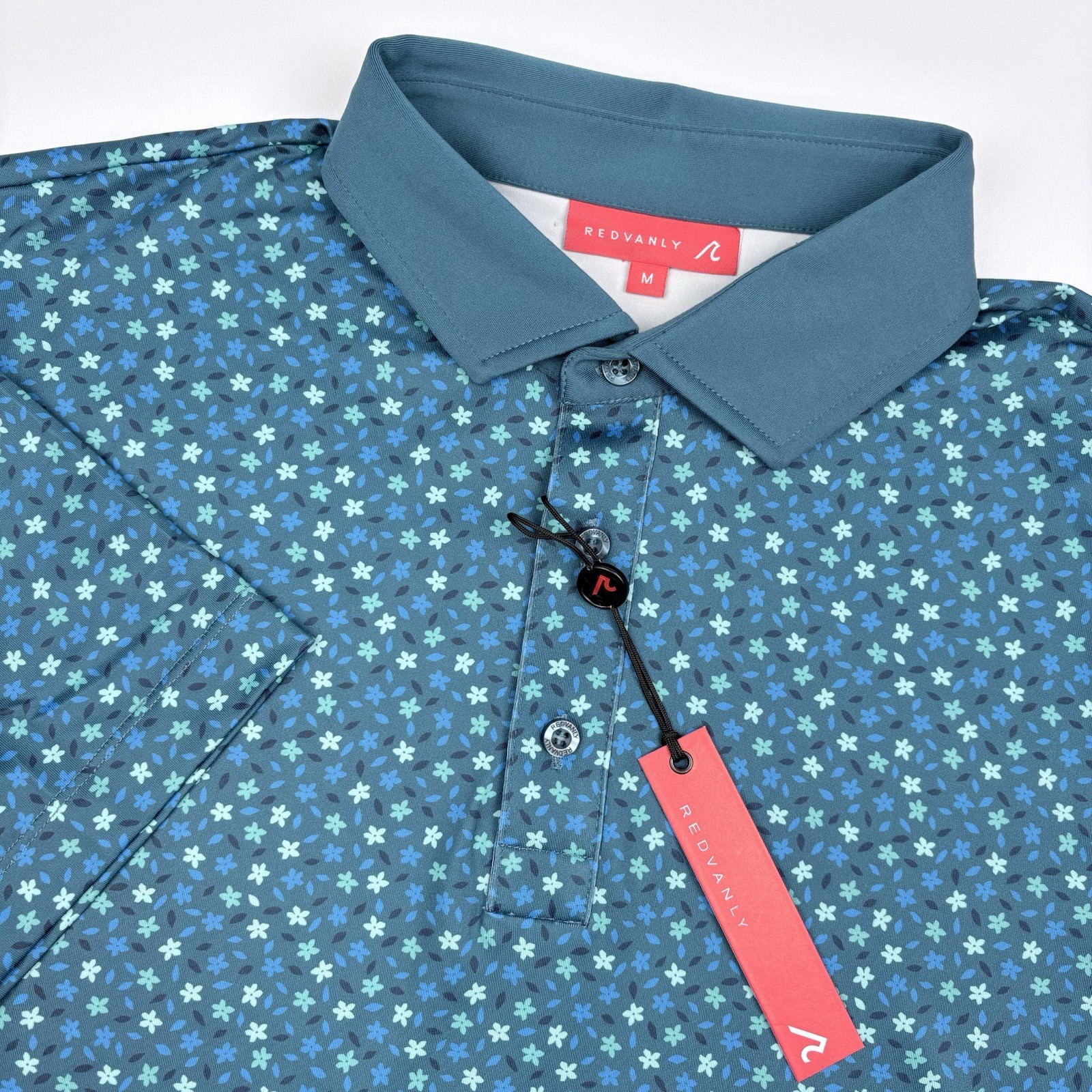 Redvanly Corsair Blue Floral Cameron Golf Polo Shirt Men’s Size Medium M NEW