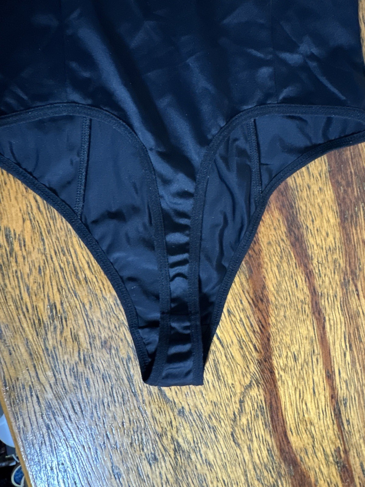 Women’s Black One-Piece Bodysuit Size S Solid Opaque Stretch Adjustable Straps