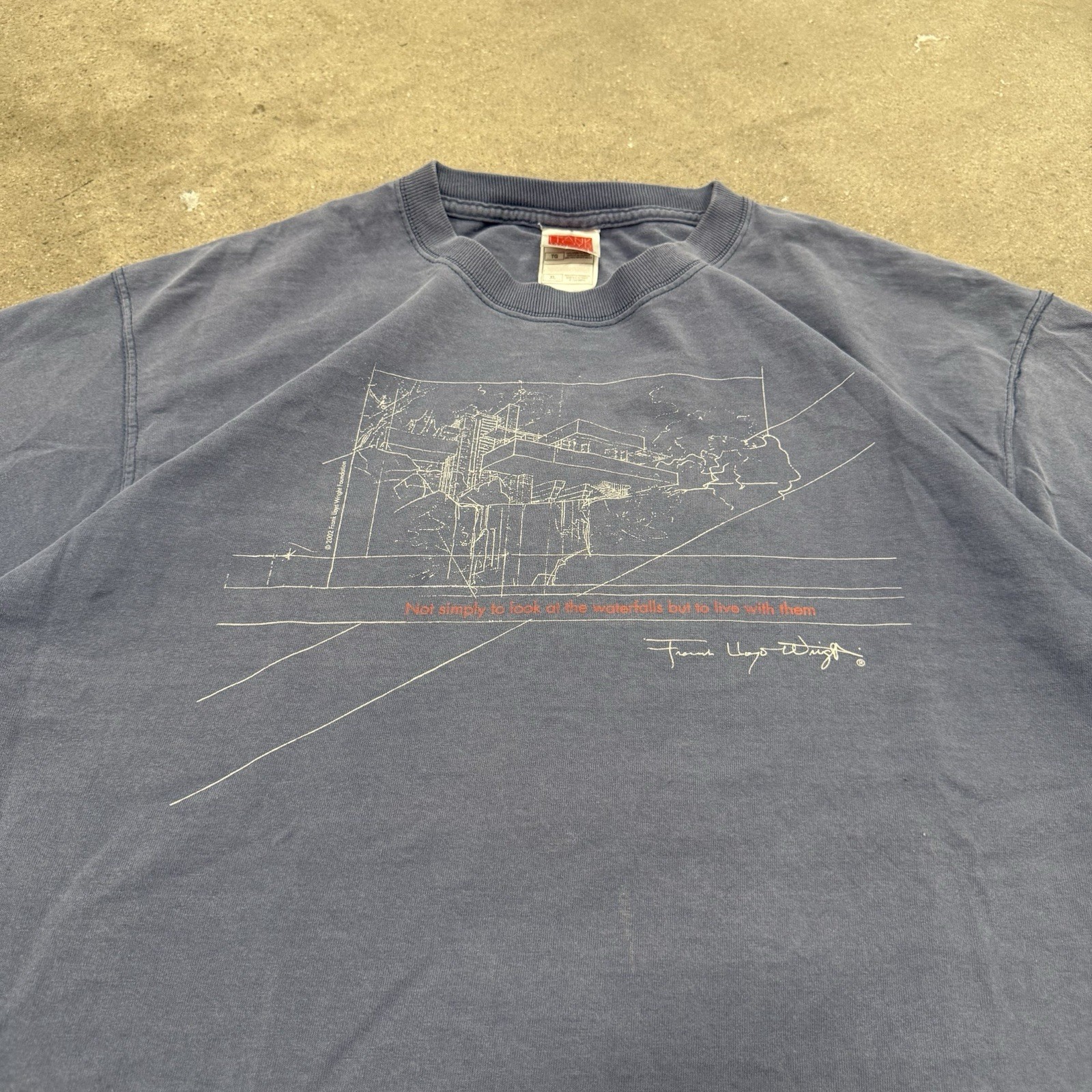 VTG Frank Lloyd Wright Fallingwater Navy Graphic T-Shirt Men’s XL Blue 2002
