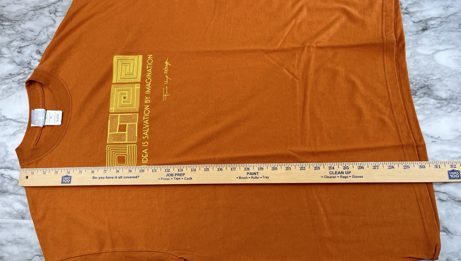 Frank Lloyd Wright Collection Whirling Arrows Tee XL Graphic NWOT Orange
