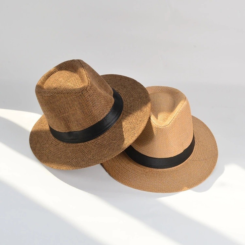 Breathable Wide Brim Straw Hat 58cm Head Size Sunshade for Outdoor Use