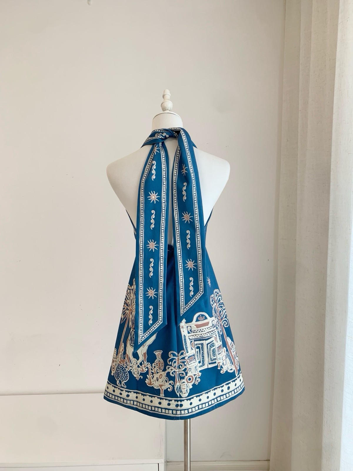 Alemais Blue Print Halter Neck Dress Womens Summer Boho