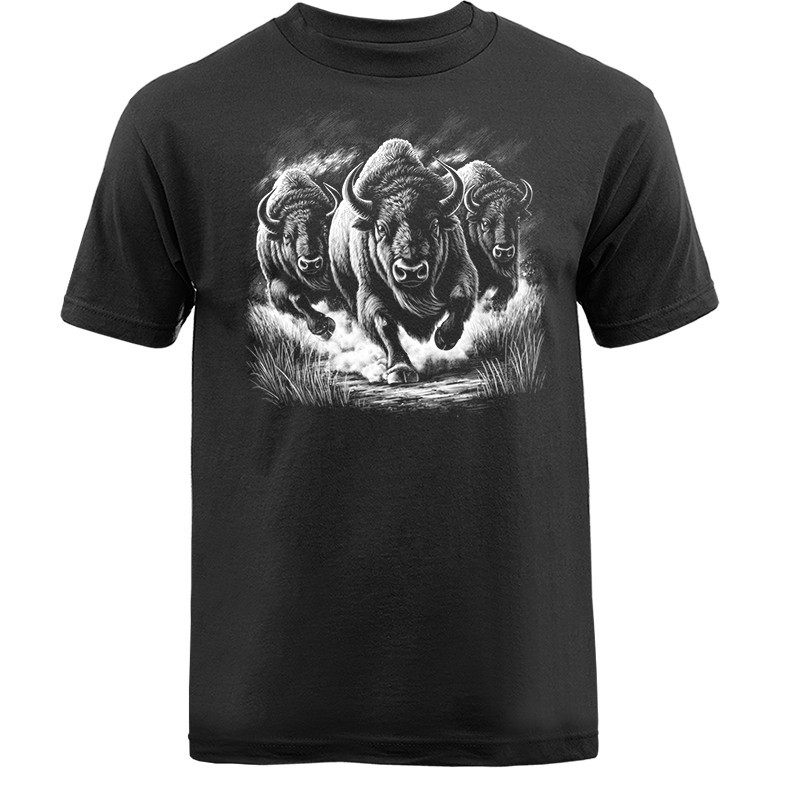 Charging Bison Herd Wilderness Outdoor Wildlife Nature T-shirt