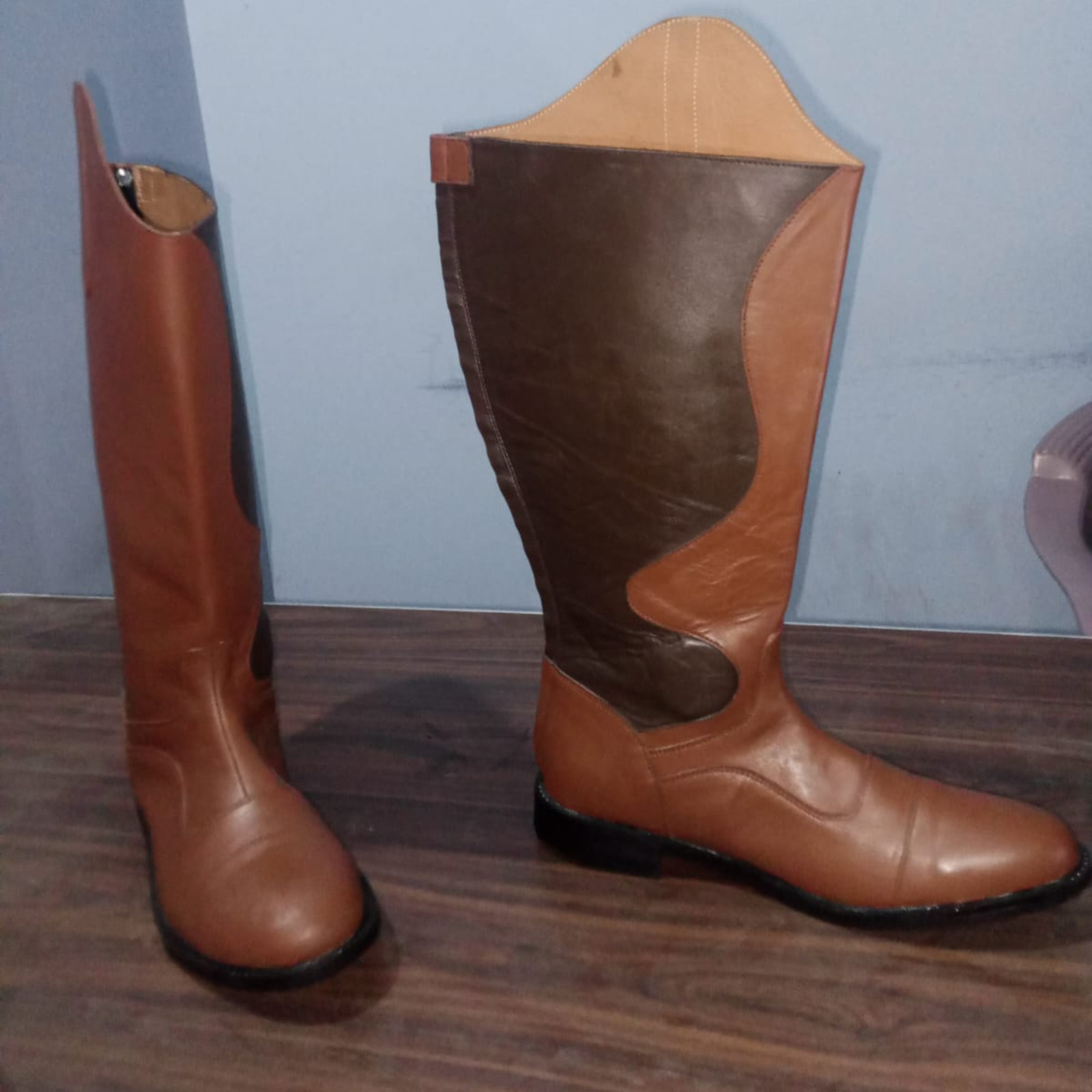 Men’s Brown Leather Riding Boots, Customization Handmade Long Leather Boots For