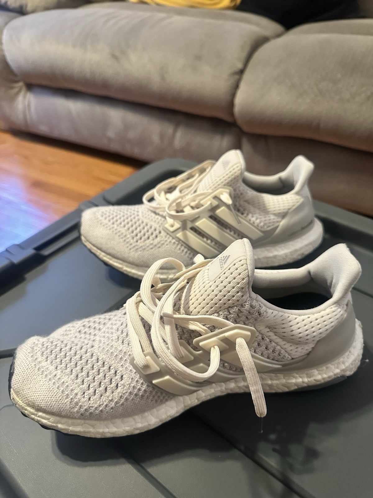 adidas UltraBoost 1.0 Limited Cream Primeknit Low Top Lace Up Sneakers AQ5559