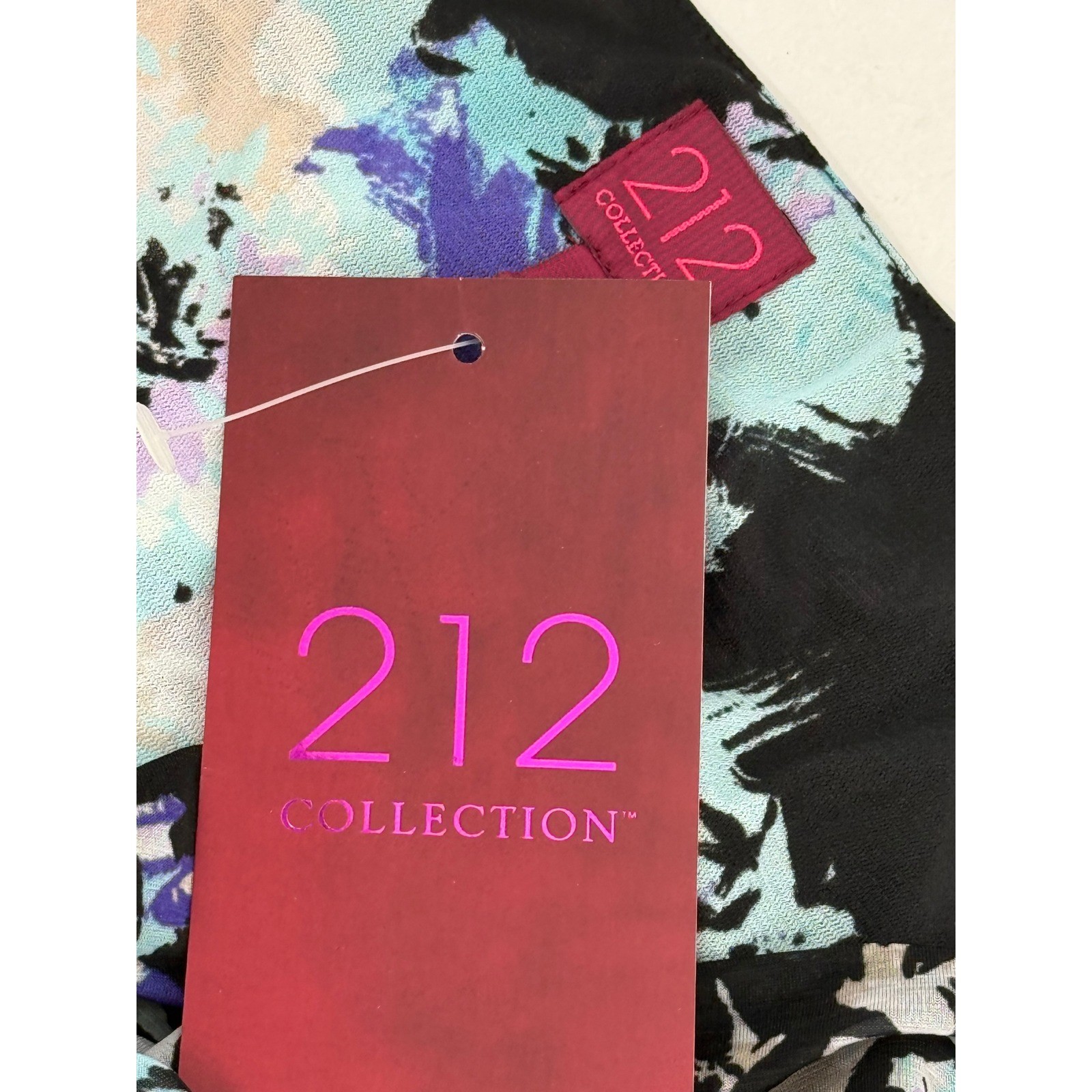 212 Collection Womens Floral Cowl Neck Sleeveless Tank Top Blue Black Sz XL