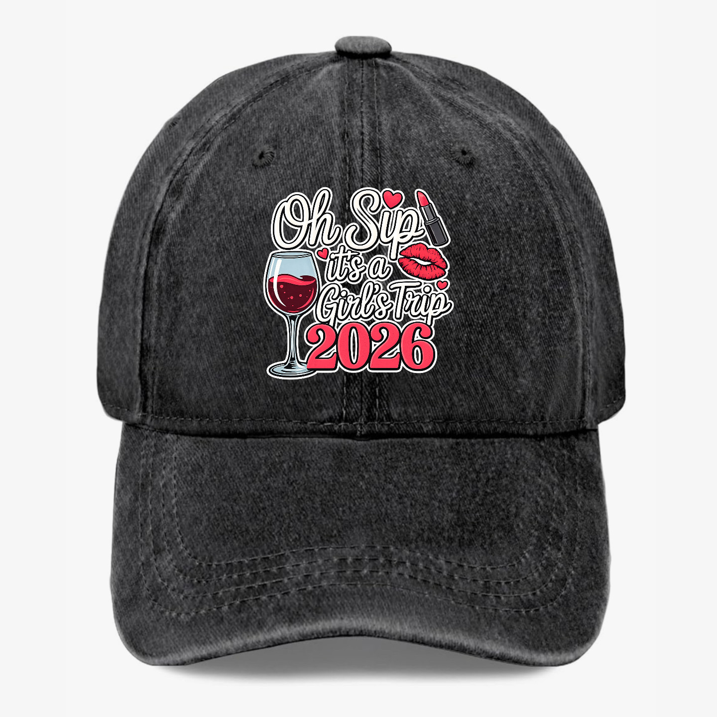 Oh Sip It’s A Girls Trip 2026 Hat Funny Bachelorette Wine Party Baseball Cap