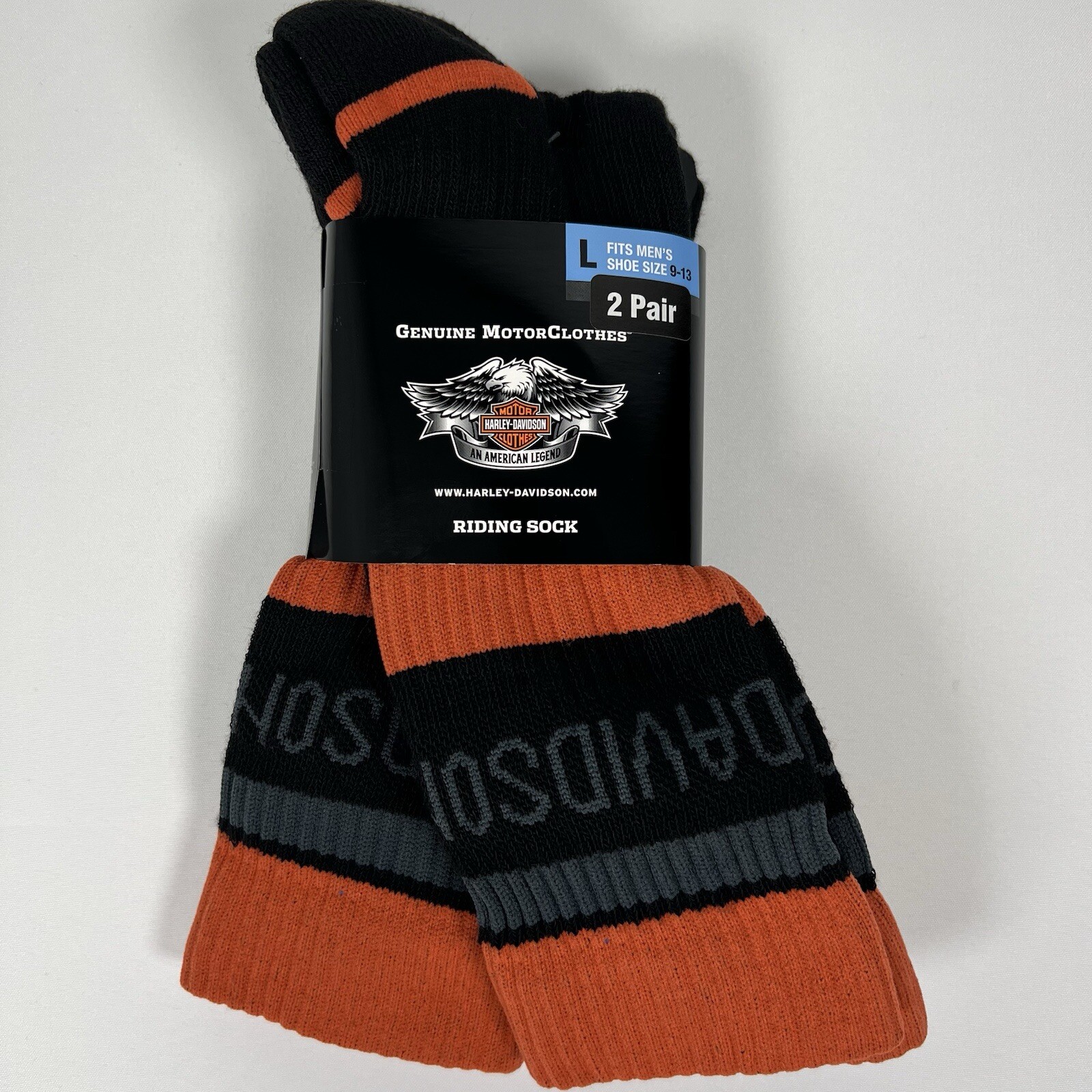 Harley Davidson Socks, Men’s Large, 2 Pair NEW! Made In USA Slightly Irregular