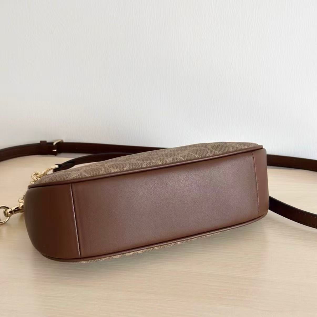 NWT Coach Teri Shoulder Bag Canvas Leather Brown CV933 Fast Shipping