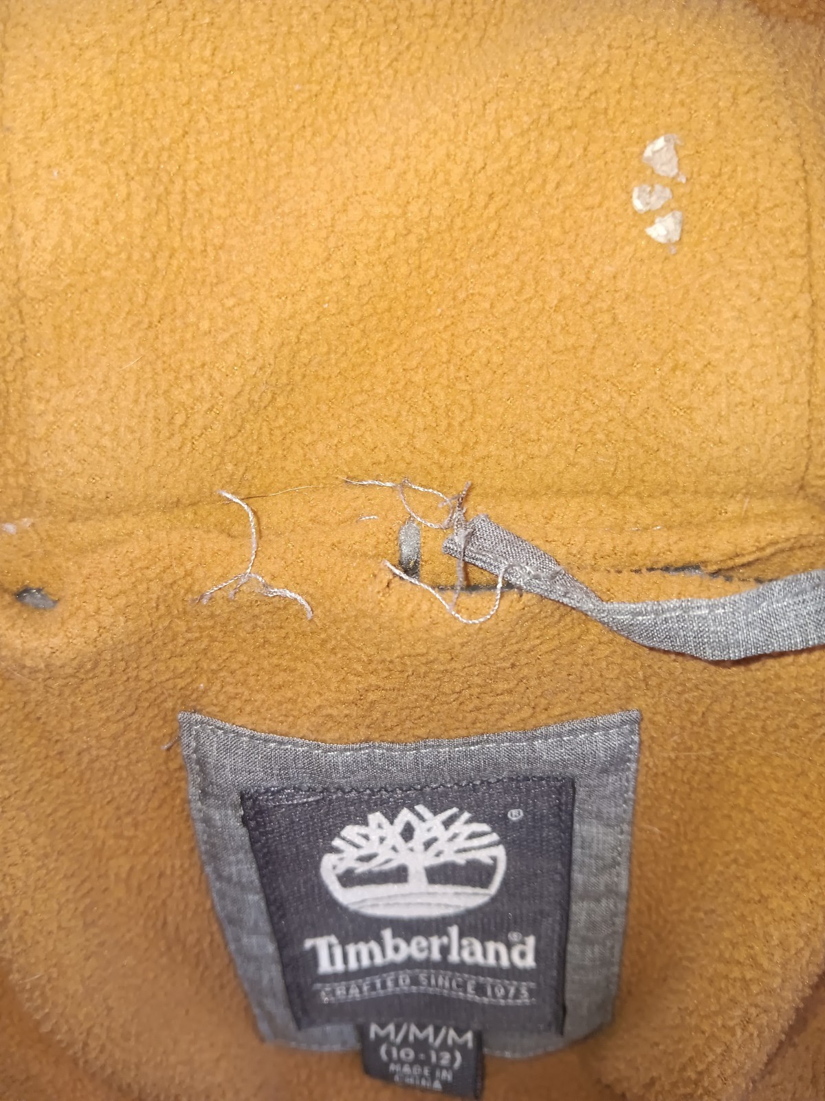 Timberland Boys Gray Hooded Full Zip Jacket Fleece Lined Pockets Size M