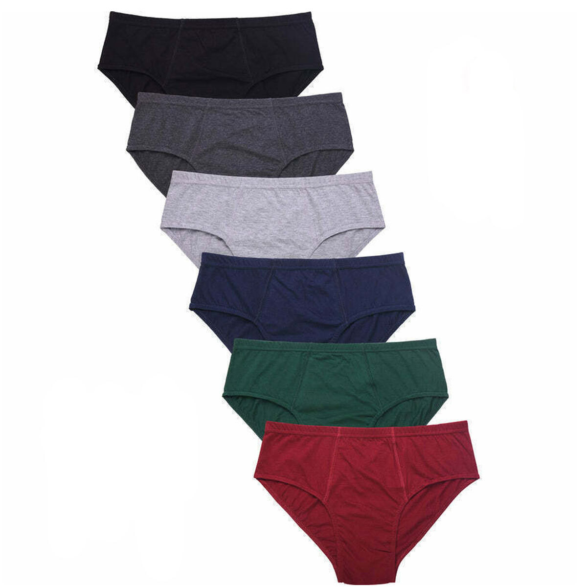 6 MEN’S BIKINI BRIEFS LOW RISE COTTON SOLID COLORS UNDERWEAR S,M,L,XL