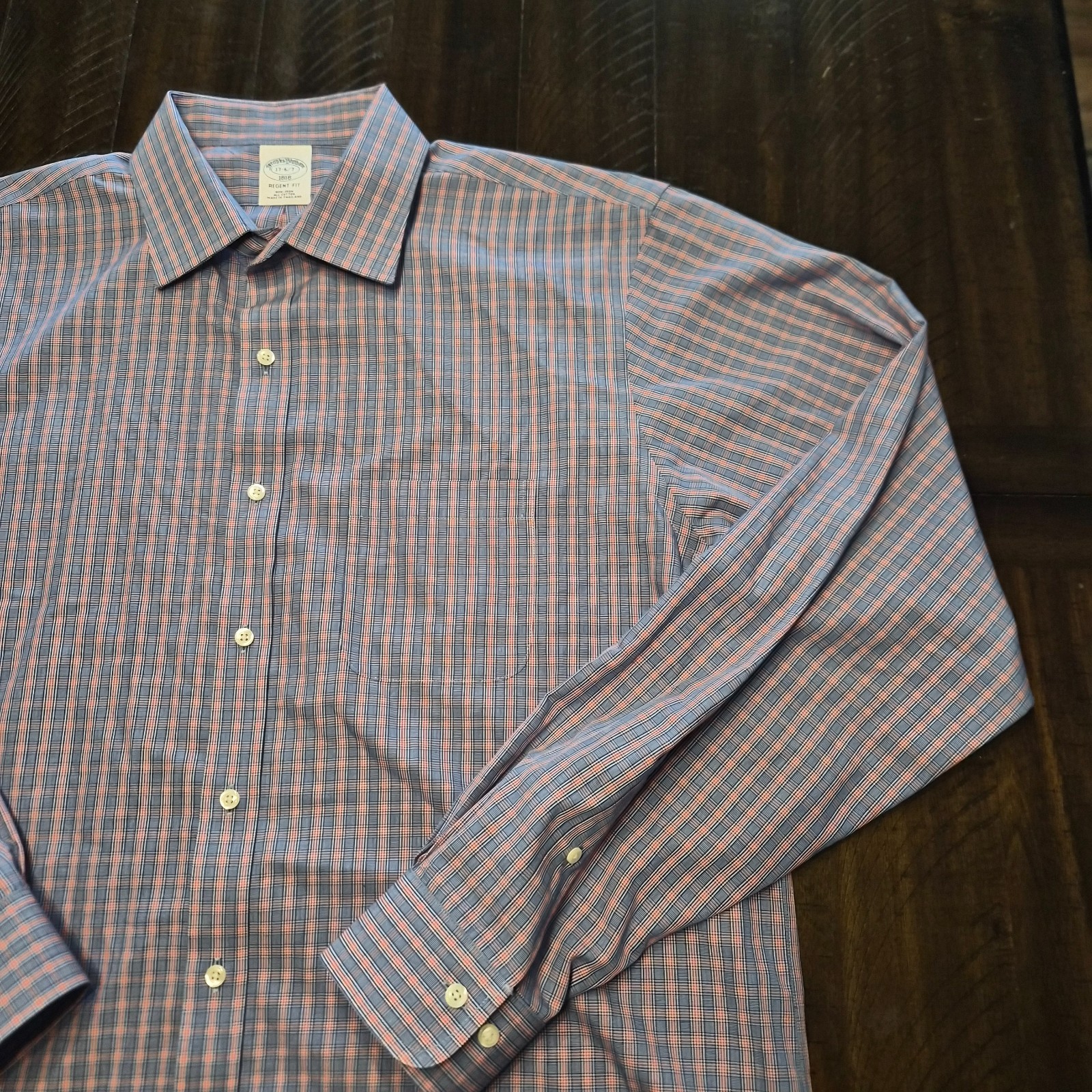 Brooks Brothers Men’s Shirt Size 17 Long Sleeve Plaid Regent Fit Non Iron G197