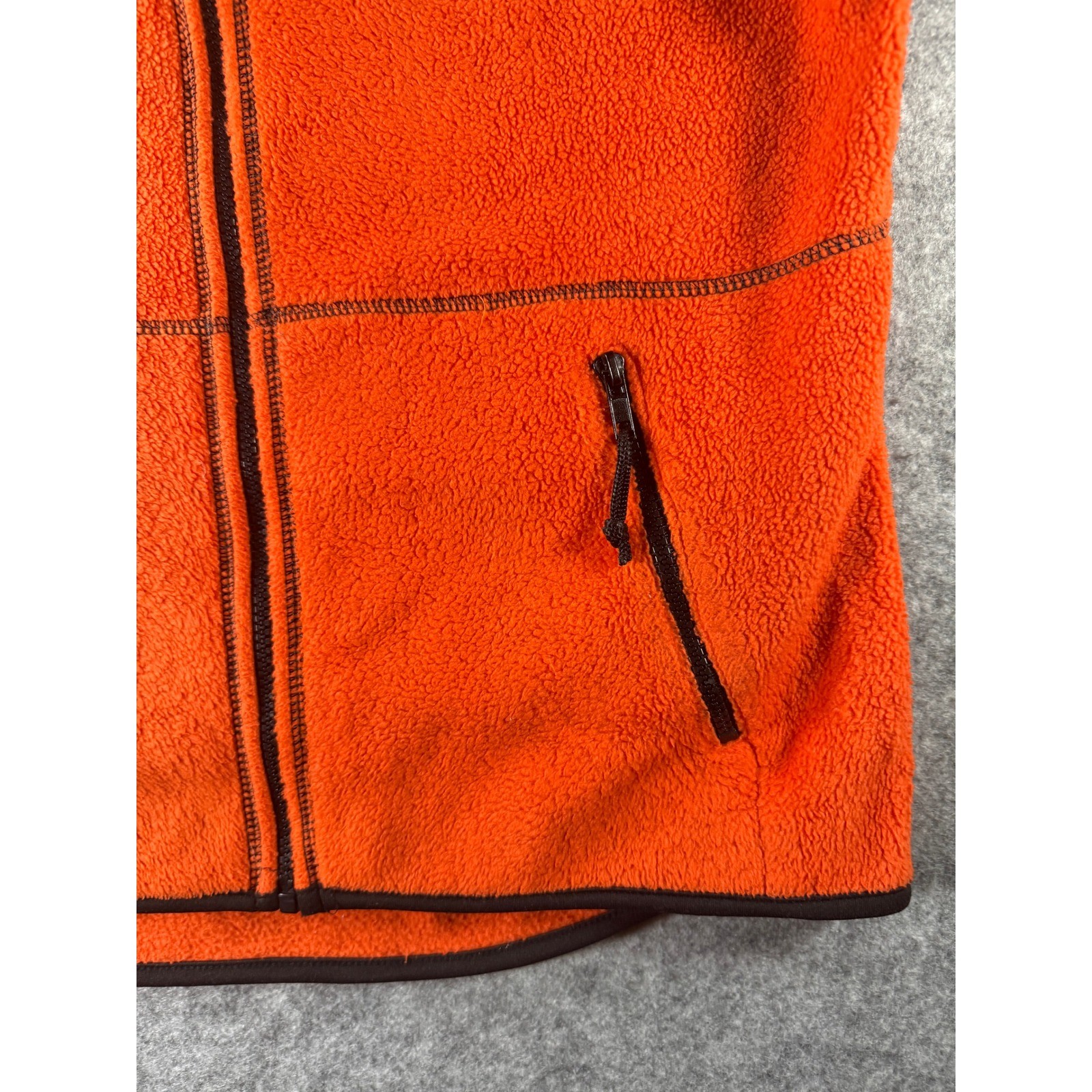Mountain Lake Orange Fleece Vest Womens Medium Full Zip Sleeveless Jacket Soft