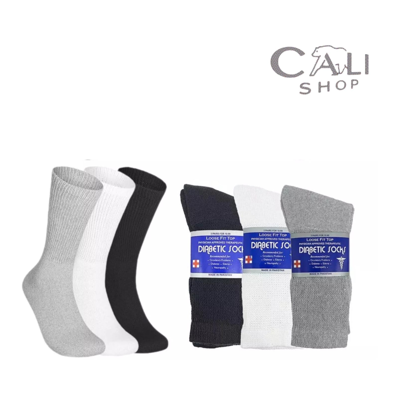 12 Pairs Men Diabetic Crew Socks Health Circulatory Cotton Size 9-11 10-13 13-15