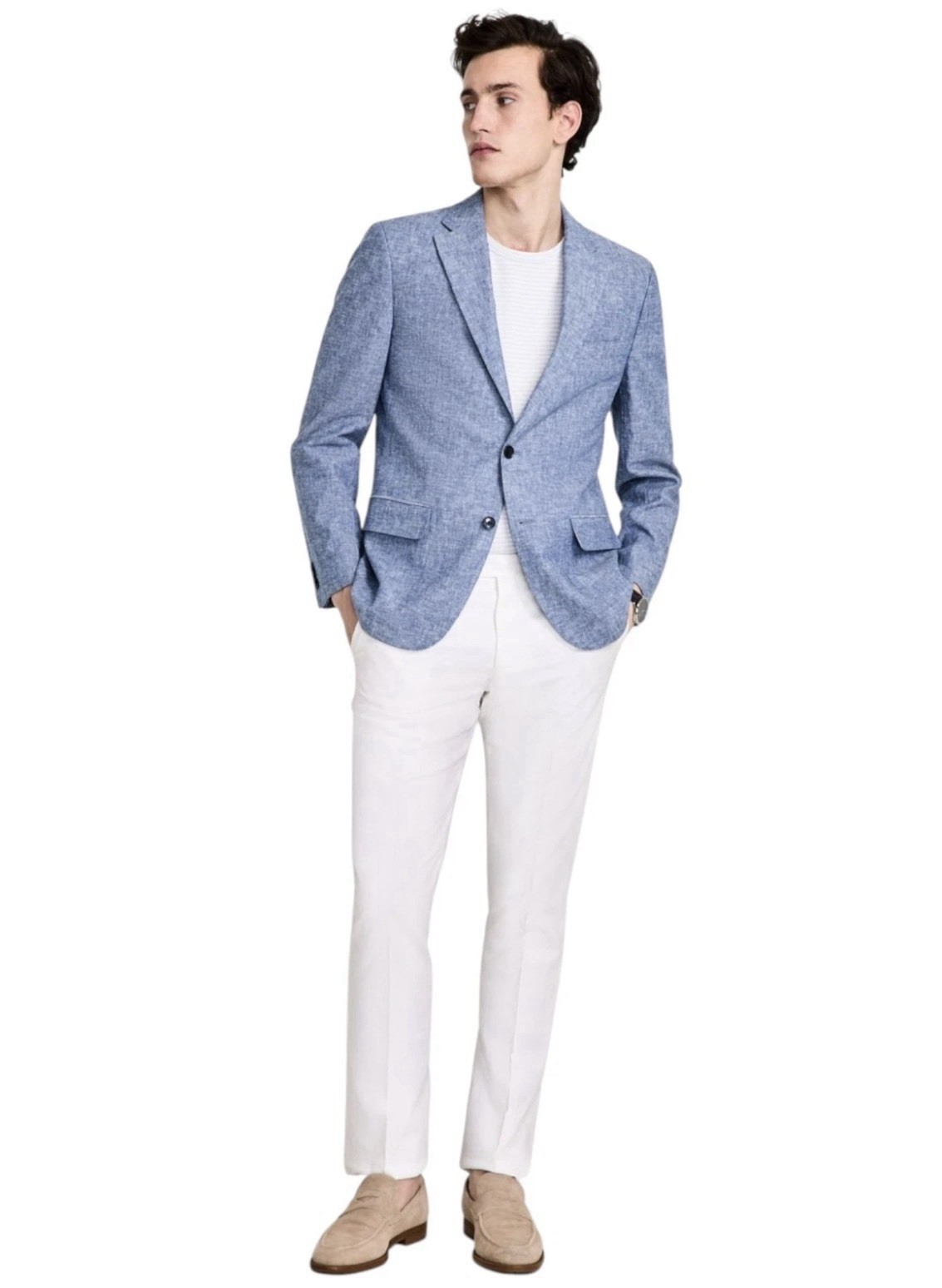 Tommy Hilfiger Mens Modern fit Linen Sport Coat Blazer 42 Long Light Blue