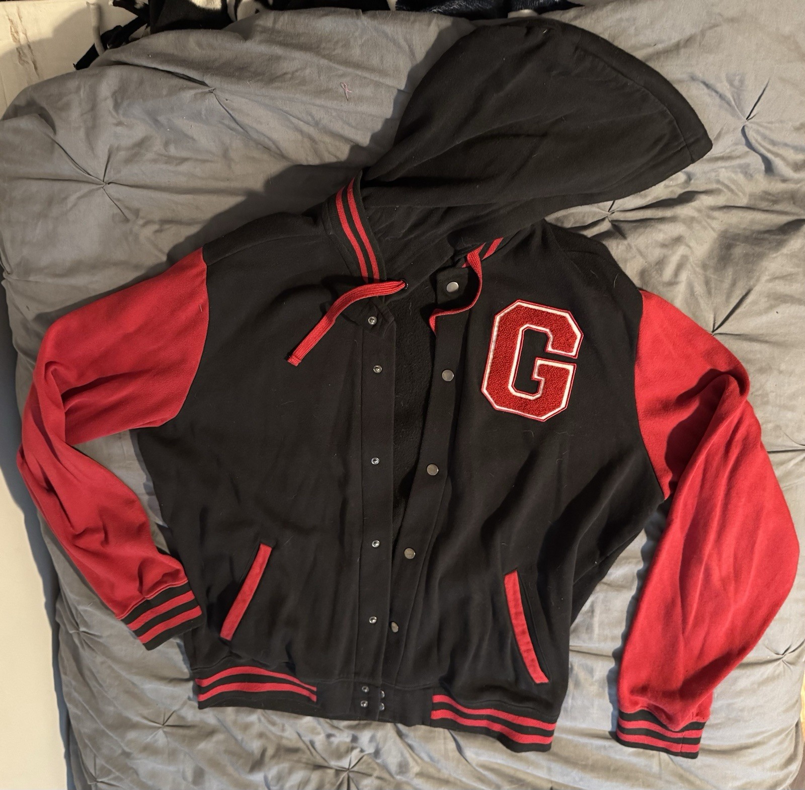 Harry Potter Gryffindor Black And Red Lion Full Snap Hooded Jacket X- Large