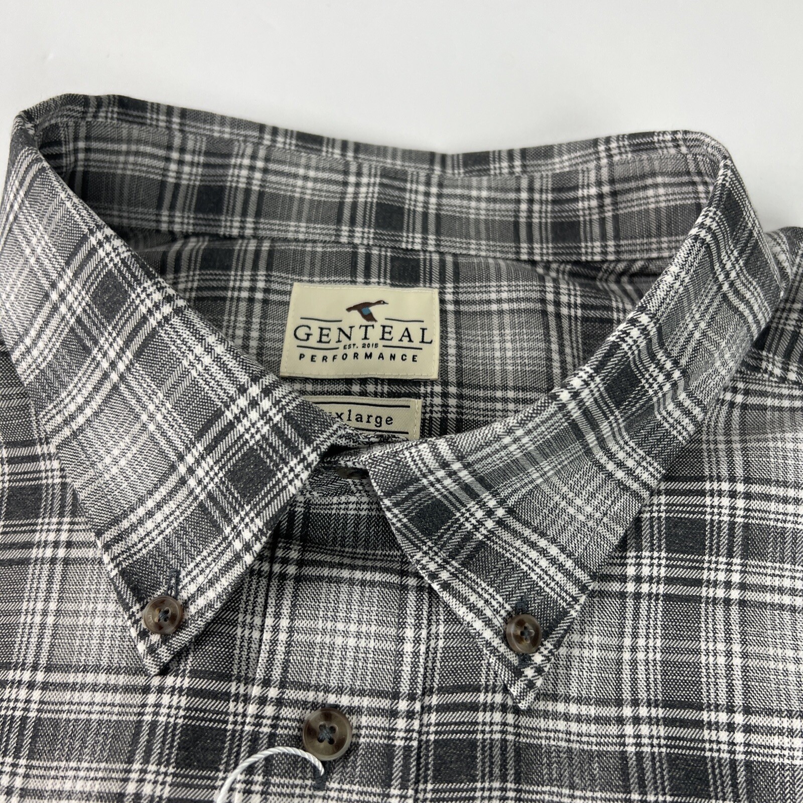 Genteal Men’s Shirt Size 3XL Performance Flannel 1382 Plaid Clouded Grey A21