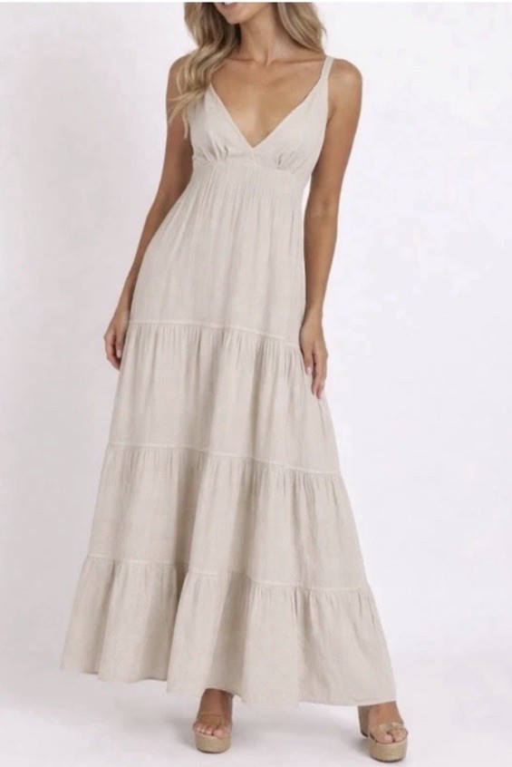 SEASPICE Resortwear Samantha Maxi Dress Baby Beige 100% Peruvian Cotton XL Boho