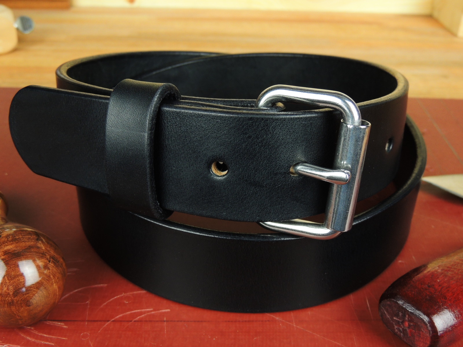 Men’s 1 1/2″_Heavy Duty Leather Gun Holster CCW Work Belt_Amish Handmade_1.5″