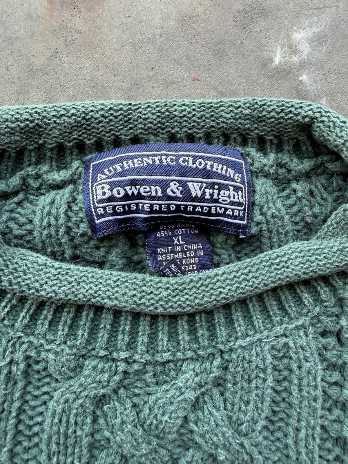 Bowen & Wright Green Cable Knit Pullover Sweater Men’s XL