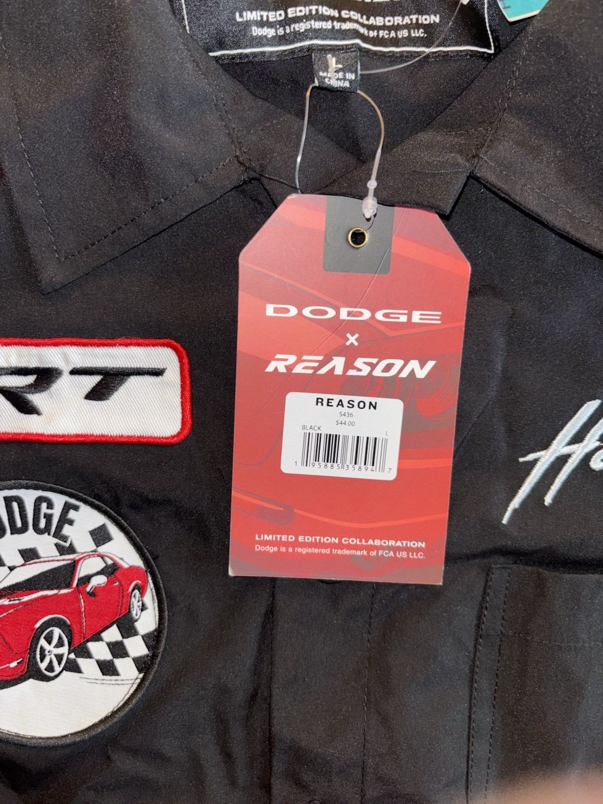 Dodge X Reason Hellcat SRT Mechanic Style Shirt MSRP $44 Raise Hell Mopar