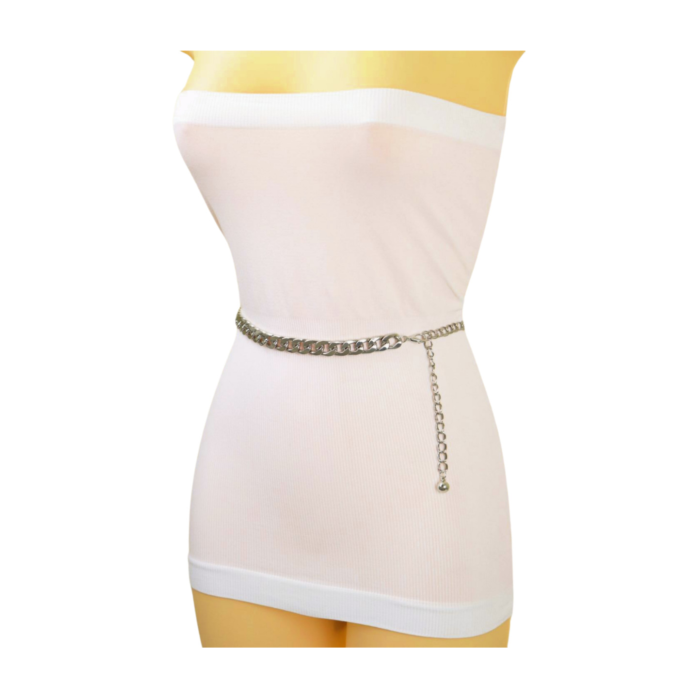 Women Silver Metal Chain Links Skinny Fashion Belt Hip High Waist Fit Size S M L