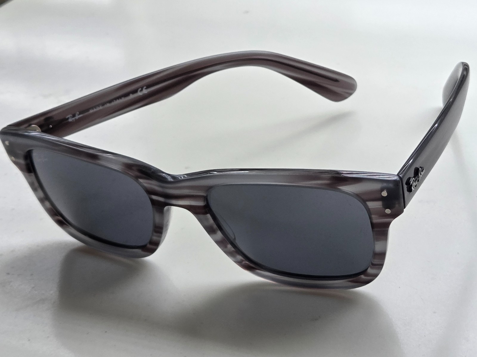 Ray-Ban Mr Burbank RB2283 1314/R5 Sunglasses Striped Gray Glass Lens 55mm w/case