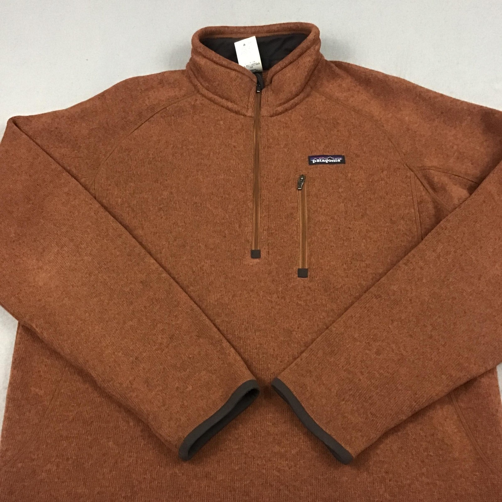 Patagonia Jacket Men Large Orange 1/4 Zip Fleece Pullover Zip Pocket Polyester L