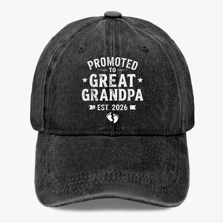 Promoted to Great Grandpa Hat Est 2026 Baby Announcement PAPA Baseball Cap