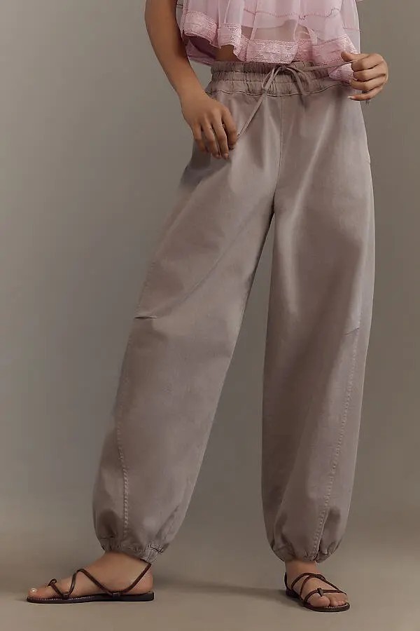 PILCRO mid-rise parachute pants Sz S EUC Beige Returns Accepted
