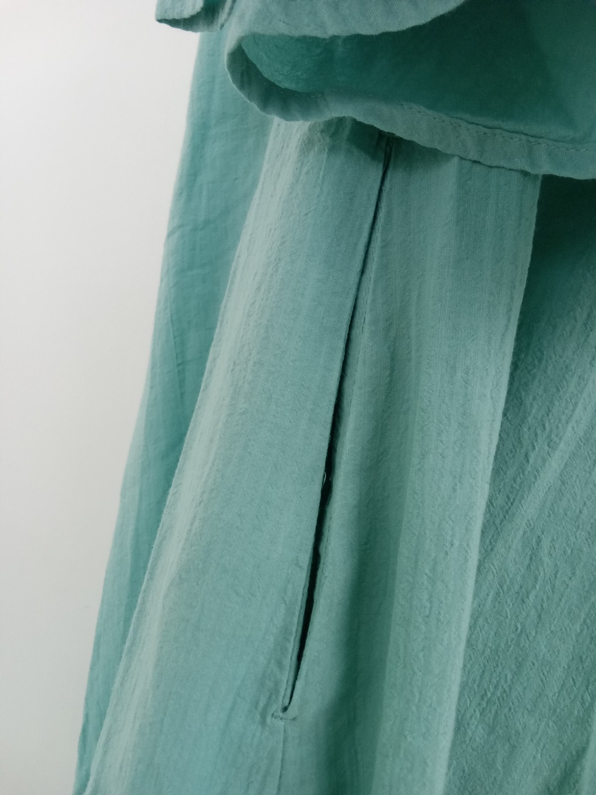 John Lewis Women’s Dress Size M Green Elasticated Stretch Neckline Pockets Used